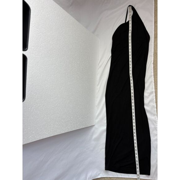 Black Asymmetrical One Shoulder Maxi Cocktail Evening Dress Open Back Size S/M - Picture 8 of 8